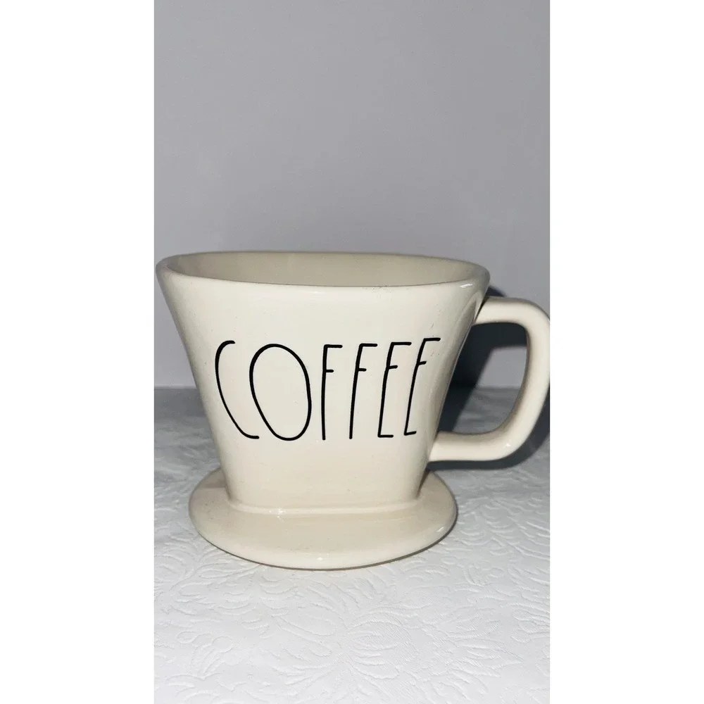 Rae Dunn Kitchen Coffee Pour Over Ceramic Dripper Cream Farmhouse Magenta